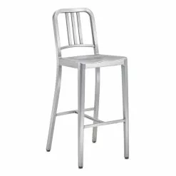 EMECO Sedia Da Bar 1006 Navy, 76 Cm, Alluminio Spazzolato