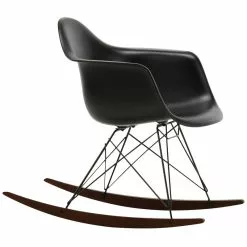 Vitra Sedia A Dondolo Eames RAR, Deep Black - Basic Dark - Acero Scuro