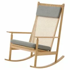 Warm Nordic Sedia A Dondolo Swing, Rovere - Rewool 128 Granito
