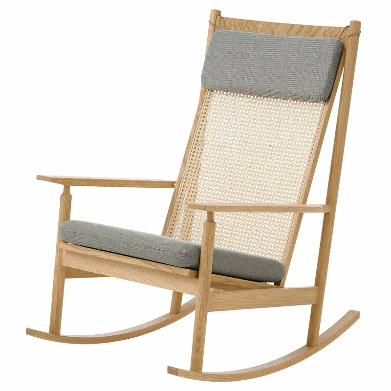 Warm Nordic Sedia A Dondolo Swing, Rovere - Rewool 128 Granito 1 Warm Nordic Sedia A Dondolo Swing, Rovere - Rewool 128 Granito