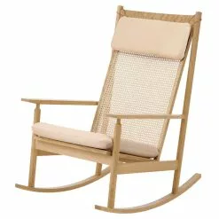Warm Nordic Sedia A Dondolo Swing, Rovere - Pelle Naturale