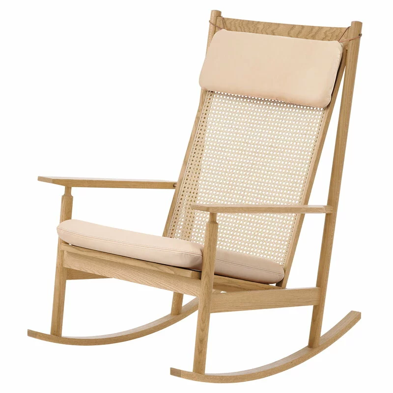 Warm Nordic Sedia A Dondolo Swing, Rovere - Pelle Naturale 1 Warm Nordic Sedia A Dondolo Swing, Rovere - Pelle Naturale