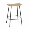 Muuto Sgabello Da Bar Fiber, 65 Cm, Gambe In Tubolare, Ocra - Nero