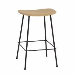 Muuto Sgabello Da Bar Fiber, 65 Cm, Gambe In Tubolare, Ocra - Nero