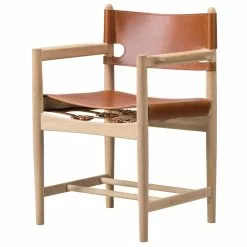 Fredericia The Spanish Dining Chair Con Braccioli, Pelle Cognac