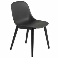 Muuto Sedia Da Pranzo Fiber, Gambe In Legno, Nera