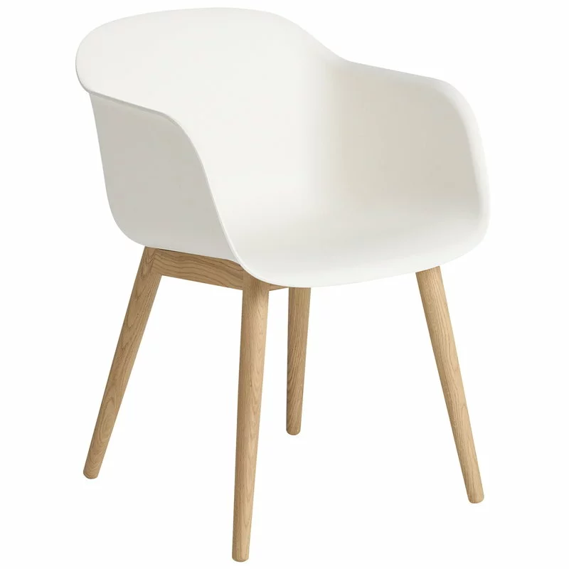 Muuto Sedia Fiber Con Braccioli, Gambe In Legno, Bianco - Rovere 1 Muuto Sedia Fiber Con Braccioli, Gambe In Legno, Bianco - Rovere