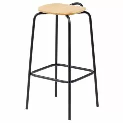 Mattiazzi Sgabello Da Bar MC16 Forcina 74 Cm, Acciaio Nero - Frassino