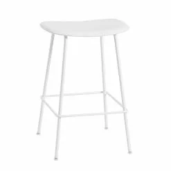 Muuto Sgabello Da Bar Fiber, 65 Cm, Gambe In Tubolare, Bianco