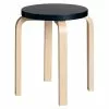 Artek Sgabello Aalto E60, Nero - Betulla