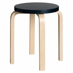 Artek Sgabello Aalto E60, Nero - Betulla
