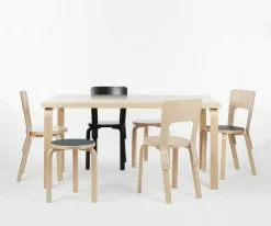 Artek Sedia Aalto 66, Nero Laccato -Sedie negozio 1845734 Chair 66 Aalto Table rectangular 82A white laminate master 1