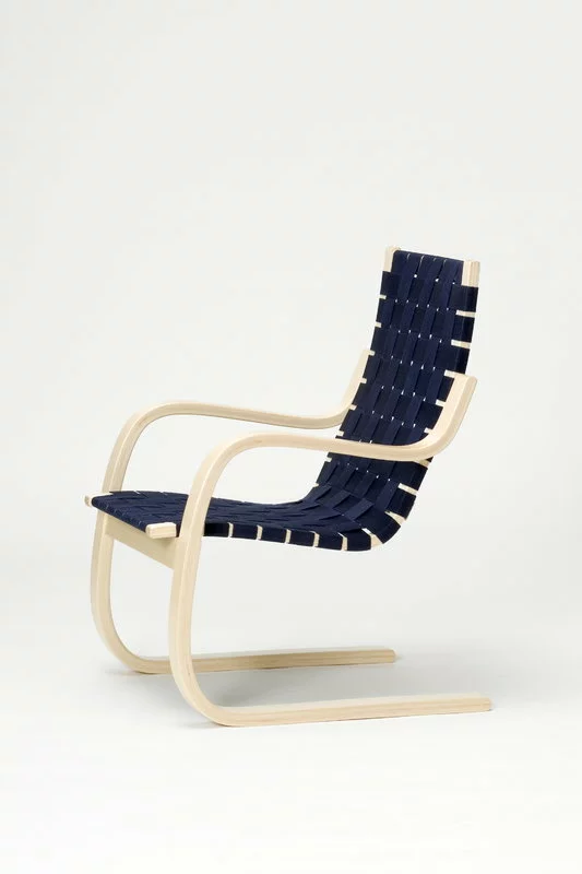 Artek Poltrona Aalto 406, Betulla - Fettuccia Nera/blu 3 Artek Poltrona Aalto 406, Betulla - Fettuccia Nera/blu - immagine 3