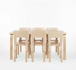 Artek Sedia Aalto 66, Betulla 8 Artek Sedia Aalto 66, Betulla -Sedie negozio 1845741 Chair66 clear lacquer Aalto Table rectangular 82A white laminate master