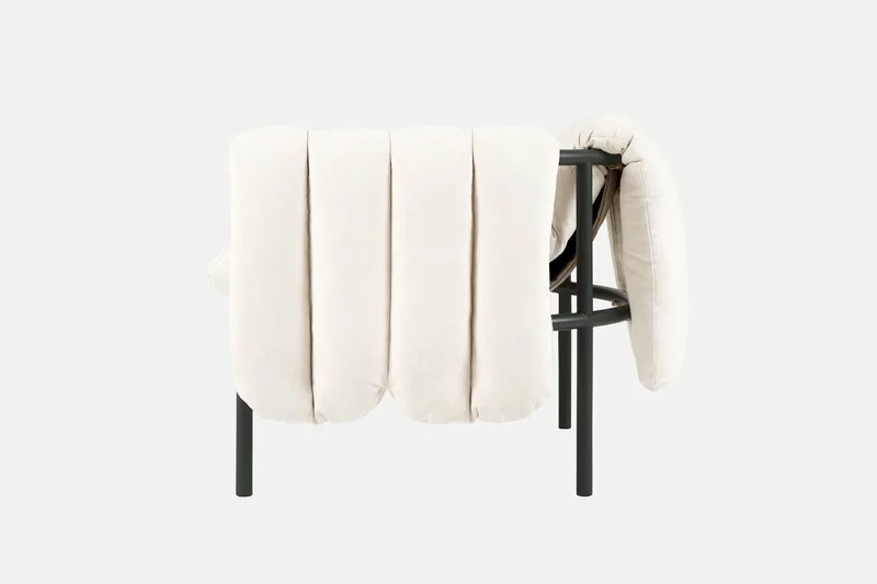 Hem Poltrona Puffy, Naturale - Acciaio Grigio Nero 4 Hem Poltrona Puffy, Naturale - Acciaio Grigio Nero - immagine 4