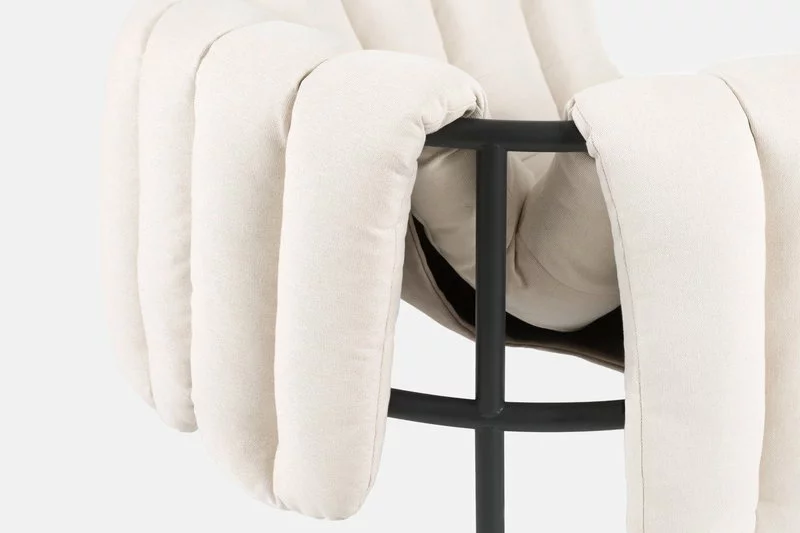 Hem Poltrona Puffy, Naturale - Acciaio Grigio Nero 6 Hem Poltrona Puffy, Naturale - Acciaio Grigio Nero - immagine 6