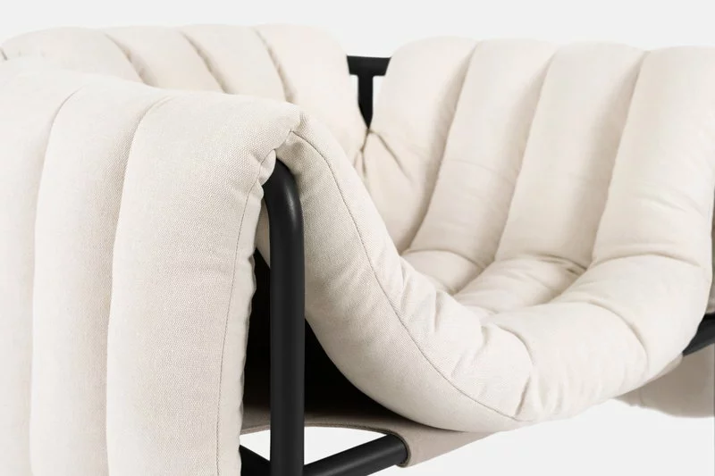 Hem Poltrona Puffy, Naturale - Acciaio Grigio Nero 3 Hem Poltrona Puffy, Naturale - Acciaio Grigio Nero - immagine 3