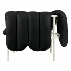 Hem Poltrona Puffy, Pelle Nera - Acciaio Bianco Crema -Sedie negozio 20260 Puffy Lounge Chair Black Leather Cream PC 03