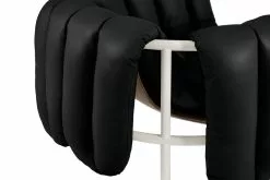 Hem Poltrona Puffy, Pelle Nera - Acciaio Bianco Crema -Sedie negozio 20260 Puffy Lounge Chair Black Leather Cream PC detail 01