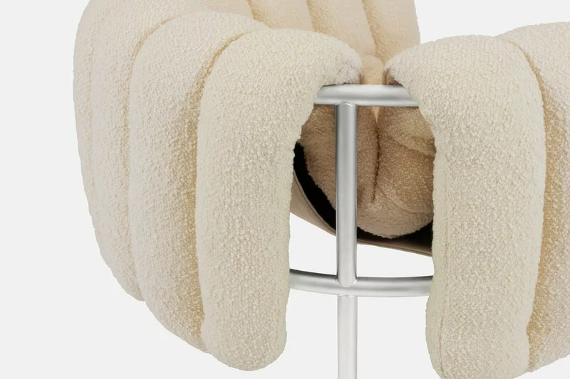 Hem Poltrona Puffy, Bouclé Bianco Naturale - Acciaio Inox 6 Hem Poltrona Puffy, Bouclé Bianco Naturale - Acciaio Inox - immagine 6