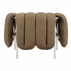 Hem Poltrona Puffy, Bouclé Marrone - Acciaio Inox -Sedie negozio 20298 Puffy Lounge Chair Sawdust Stainless 04