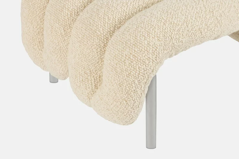 Hem Poggiapiedi Puffy, Bouclé Bianco Naturale - Acciaio Inox 3 Hem Poggiapiedi Puffy, Bouclé Bianco Naturale - Acciaio Inox - immagine 3