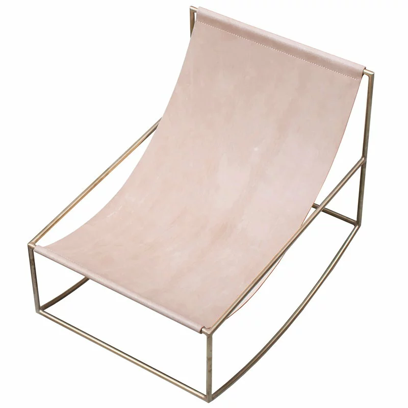Valerie_objects Rocking Chair, Ottone - Pelle 1 Valerie_objects Rocking Chair, Ottone - Pelle