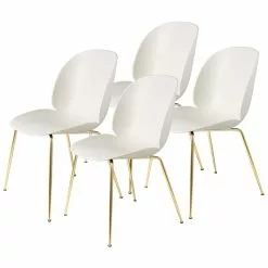 Gubi Sedia Beetle, Ottone - Alabaster White, Set Di 4
