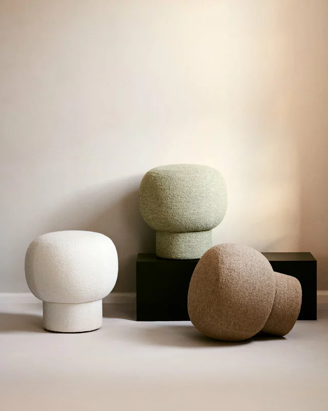 NORR11 Pouf Champagne, Barnum Bouclé 07 Salvia 2 NORR11 Pouf Champagne, Barnum Bouclé 07 Salvia - immagine 2