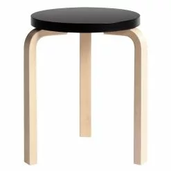 Artek Sgabello Aalto 60, Nero - Betulla