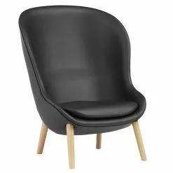 Normann Copenhagen Poltrona Hyg, Alta, Rovere - Pelle Ultra Nera