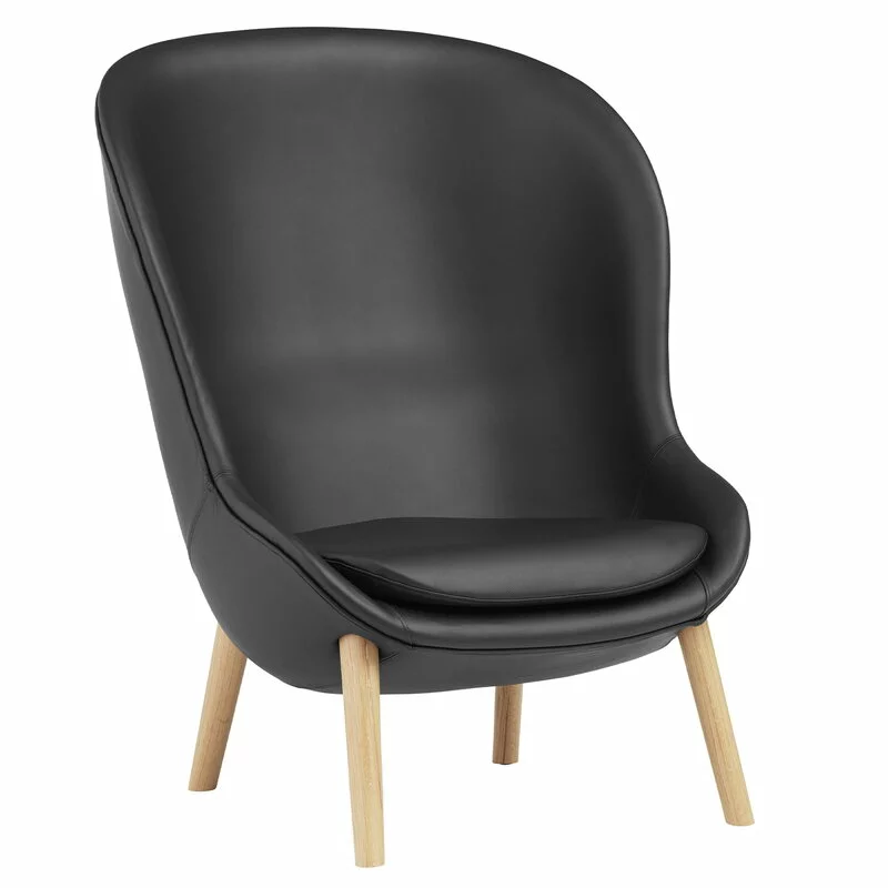 Normann Copenhagen Poltrona Hyg, Alta, Rovere - Pelle Ultra Nera 1 Normann Copenhagen Poltrona Hyg, Alta, Rovere - Pelle Ultra Nera