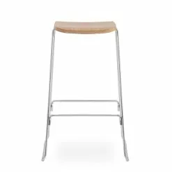 Normann Copenhagen Just Barstool 65 Cm, Senza Schienale, Rovere - Cromo -Sedie negozio 22NCchairs iso HV
