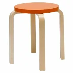 Artek Sgabello Aalto E60, Arancione - Betulla