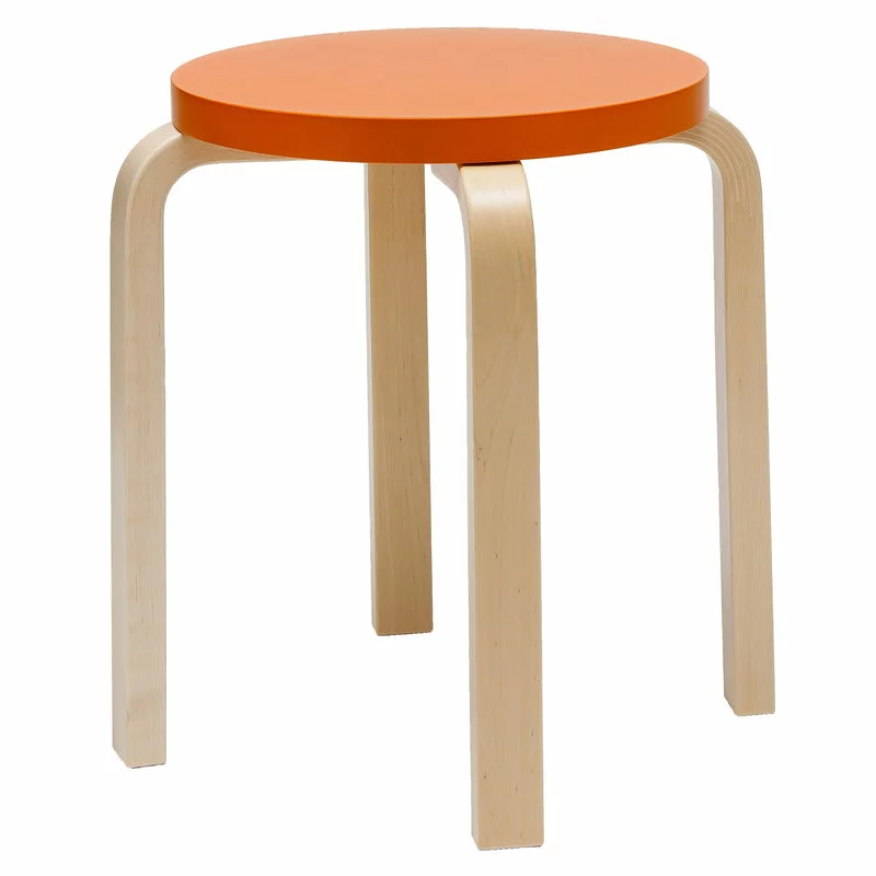 Artek Sgabello Aalto E60, Arancione - Betulla 1 Artek Sgabello Aalto E60, Arancione - Betulla