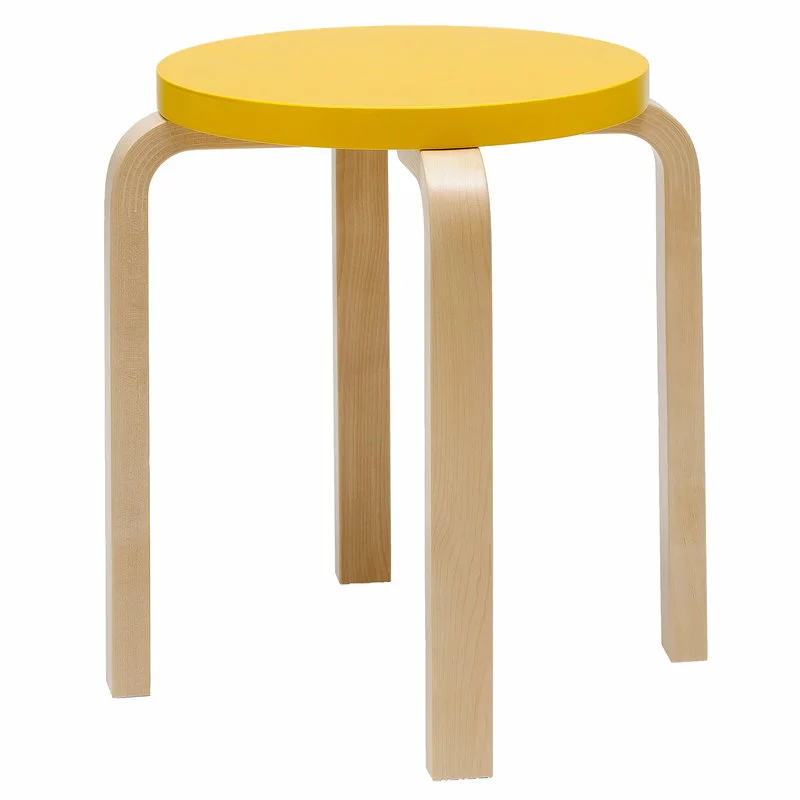 Artek Sgabello Aalto E60, Giallo - Betulla 1 Artek Sgabello Aalto E60, Giallo - Betulla