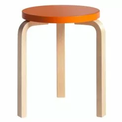 Artek Sgabello Aalto 60, Arancione -betulla
