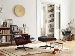 Vitra Poggiapiedi Eames Lounge Ottoman, Noce - Pelle Nera -Sedie negozio 2887841 Lounge Chair Ottoman Occasional Table LTR Eames Plastic Armchair RAR Metal Wall Relief Sun Wiggle Stool Cat Dog small V master