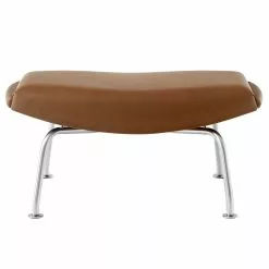 Fredericia Poggiapiedi Wegner Ox, Cromo Spazzolato - Pelle Cognac