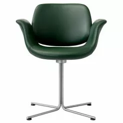 Fredericia Sedia Flamingo, Acciaio Inox - Pelle Verde