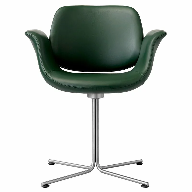 Fredericia Sedia Flamingo, Acciaio Inox - Pelle Verde 1 Fredericia Sedia Flamingo, Acciaio Inox - Pelle Verde