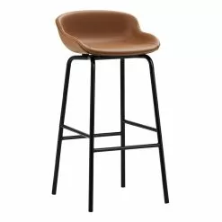 Normann Copenhagen Sgabello Da Bar Hyg, 75 Cm, Nero - Pelle Ultra Brandy
