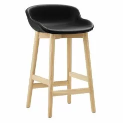 Normann Copenhagen Sgabello Da Bar Hyg, 65 Cm, Rovere - Pelle Ultra Nera