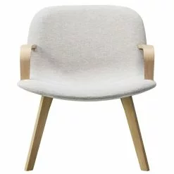 Fredericia Poltrona Eyes Wood Base Lounge, Rovere Laccato - Grigio Chiaro