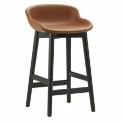 Normann Copenhagen Sgabello Da Bar Hyg, 65 Cm, Rovere Nero - Pelle Ultra Brandy