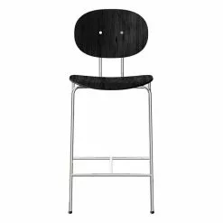 Sibast Sgabello Da Bar Piet Hein 65 Cm, Cromo - Rovere Laccato Nero