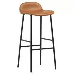 Normann Copenhagen Sgabello Da Bar Form, 75 Cm, Acciaio Nero - Pelle Ultra Brandy