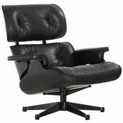 Vitra Eames Lounge Chair, Nuove Dim., Frassino Nero - Pelle Nera