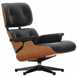 Vitra Poltrona Eames, Dimens. Classiche, Ciliegio Americano - Pelle Ne