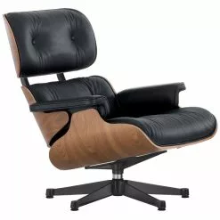 Vitra Poltrona Eames, Dimens. Classiche, Noce - Pelle Nera